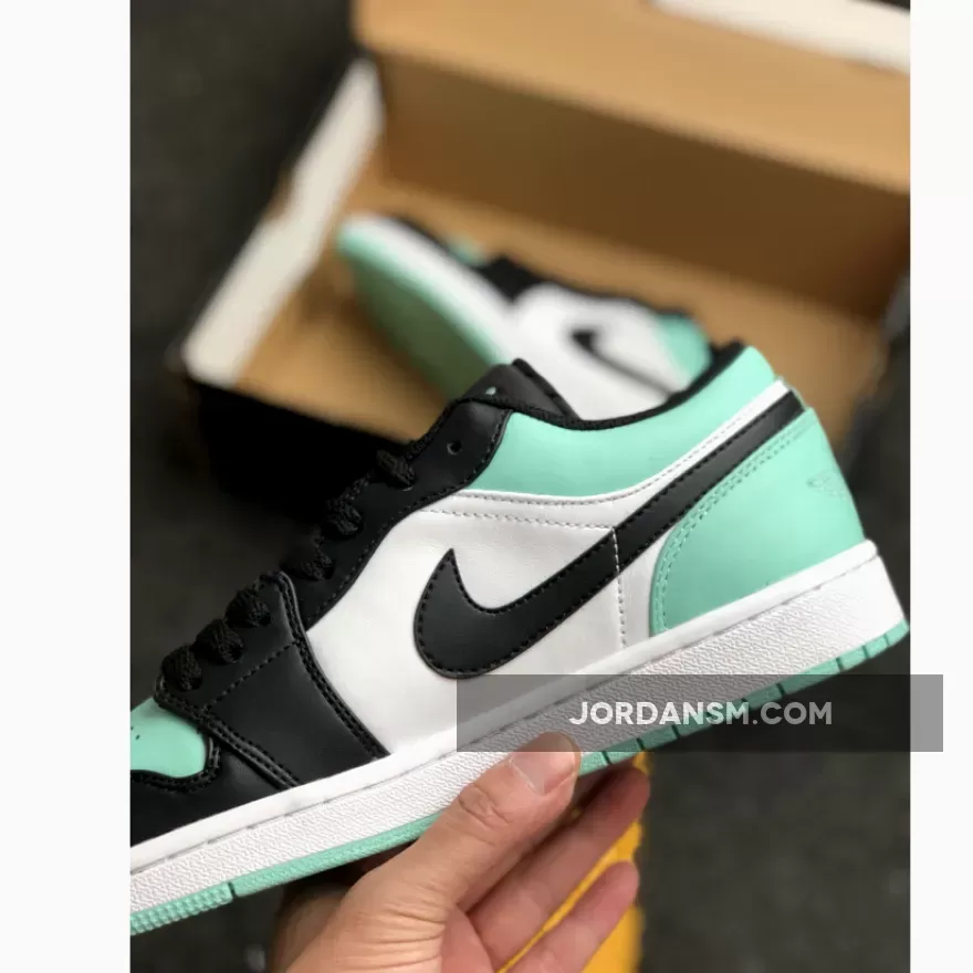 Air Jordan 1 Low White/Emerald Rise-Black 553558-117 Online