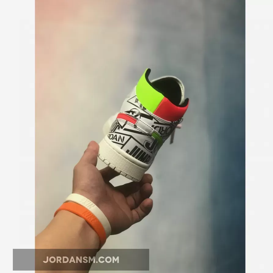 Air Jordan 1 Mid Print White Black Green Red 554724-119 Restock