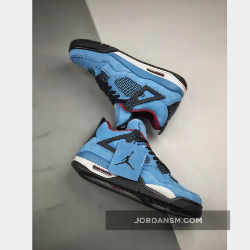 Travis Scott x Air Jordan 4 'Houston Oilers' University Blue/Varsity Red-Black / air jordan 4 retro houston oilers