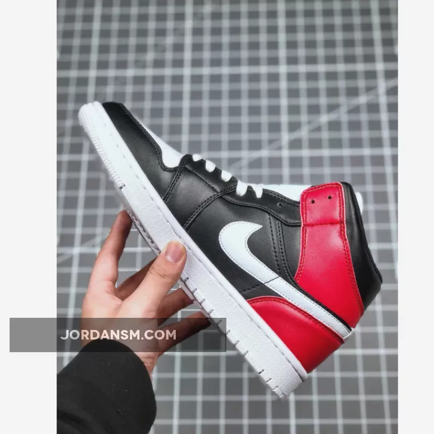 Air Jordan 1 Mid Black/White-Noble Red BQ6472-016 / jordan 1 mid black/white/noble red women's shoe
