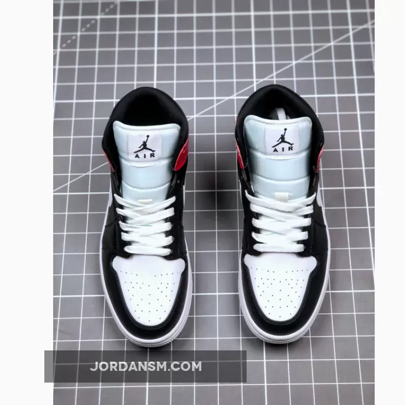 Air Jordan 1 Mid Black/White-Noble Red BQ6472-016 / jordan 1 mid black/white/noble red women's shoe