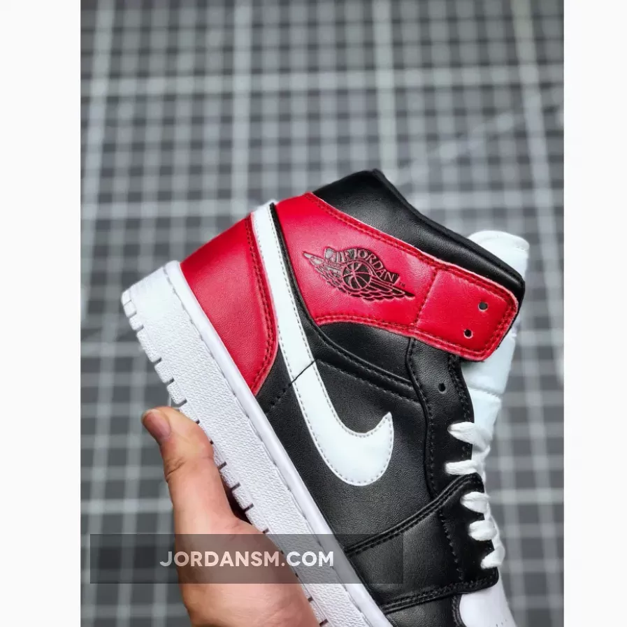 Air Jordan 1 Mid Black/White-Noble Red BQ6472-016 / jordan 1 mid black/white/noble red women's shoe