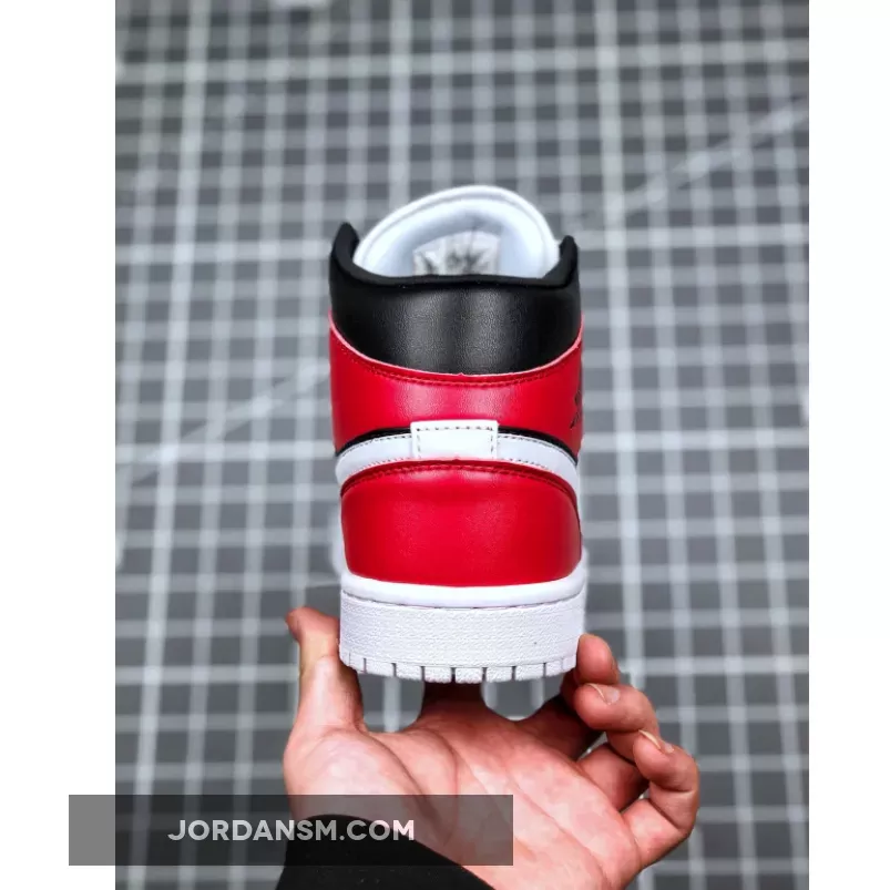 Air Jordan 1 Mid Black/White-Noble Red BQ6472-016 / jordan 1 mid black/white/noble red women's shoe