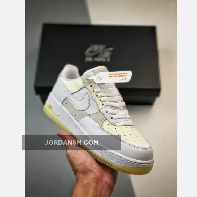 Nike Air Force 1 Low White Opti Yellow Uv Jordan 1 Low FQ0709-100