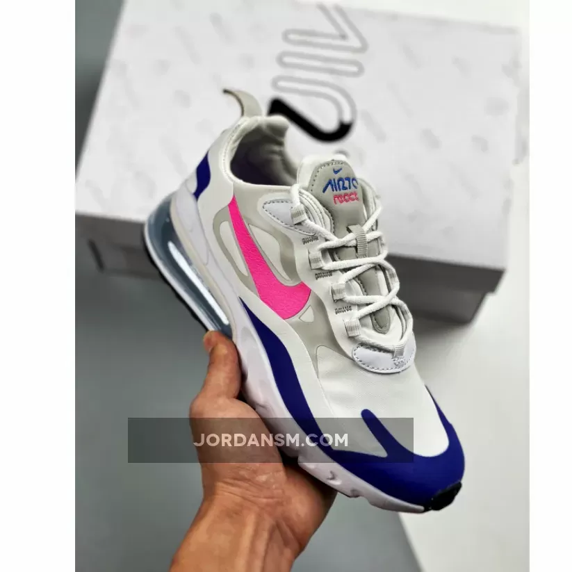 Online Nike Wmns Air Max 270 React White Navy Pink CU7833-101