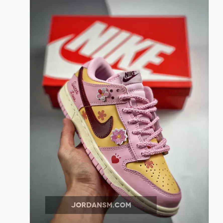 Nike SB Dunk Low Pink Yellow nike sb shoes pink