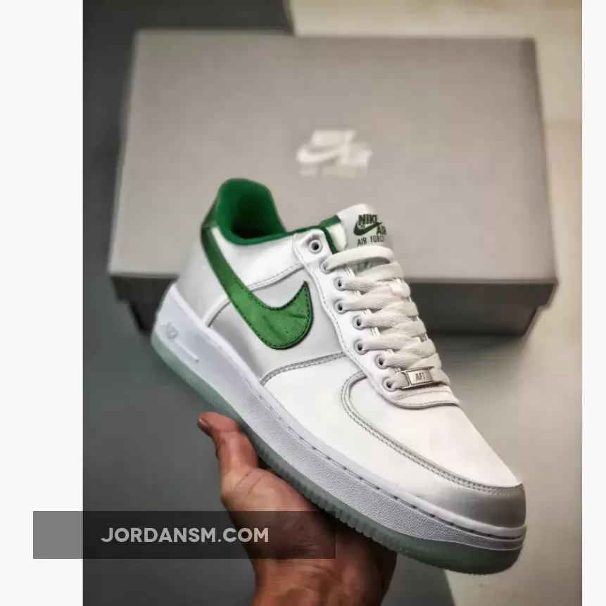 Nike Air Force 1 Low Satin White Green DX6541-101 For Sale