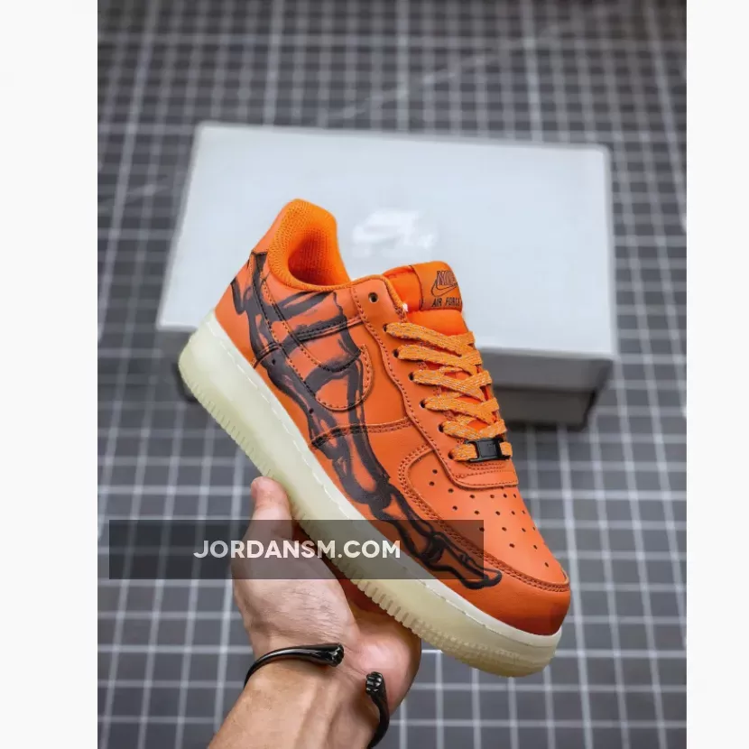 Nike Air Force 1 Skeleton Brilliant Orange CU8067-800 black and orange af1