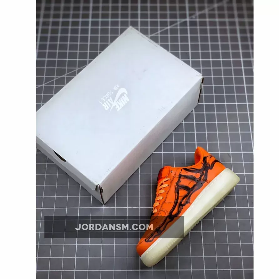 Nike Air Force 1 Skeleton Brilliant Orange CU8067-800 black and orange af1