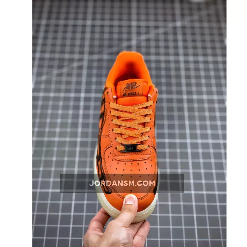Nike Air Force 1 Skeleton Brilliant Orange CU8067-800 black and orange af1