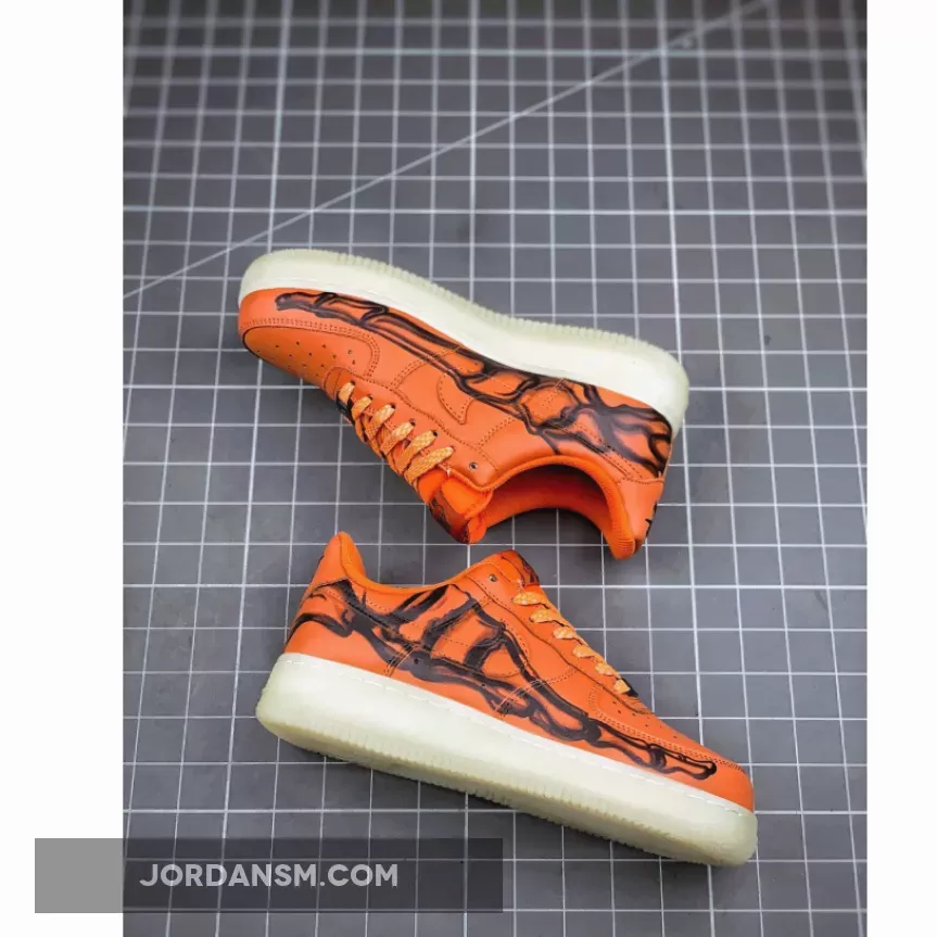 Nike Air Force 1 Skeleton Brilliant Orange CU8067-800 black and orange af1