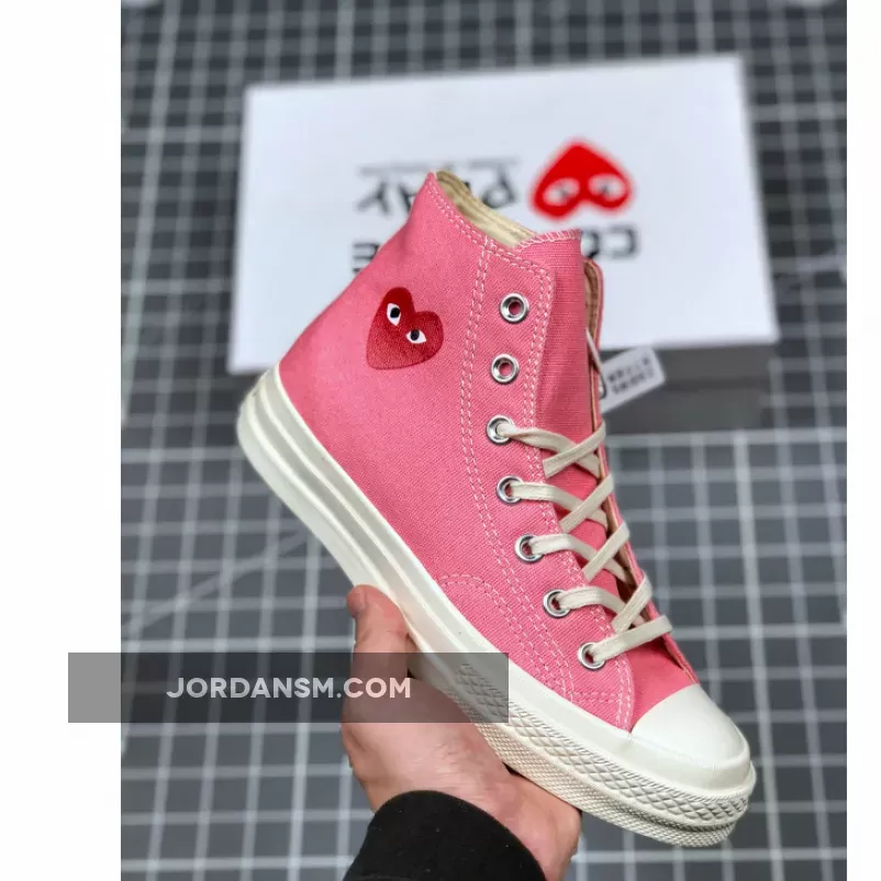 Converse x PLAY CDG Chuck 70 High Top Strawberry Pink/Egret/High Risk Red / pink cdg converse