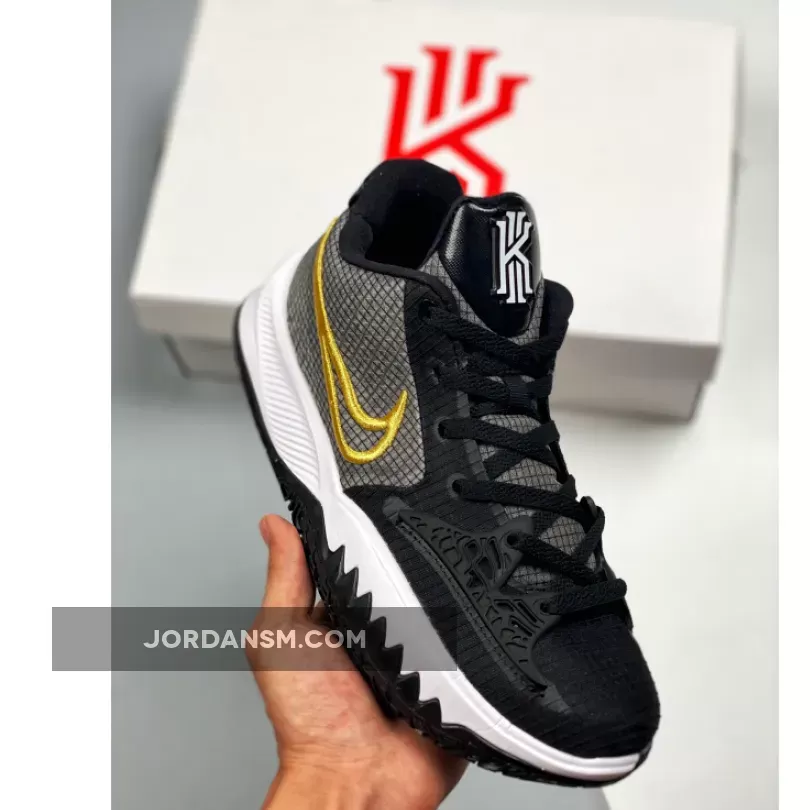 Nike Kyrie Low 4 Black White Yellow - kyrie low 4 basketball shoes