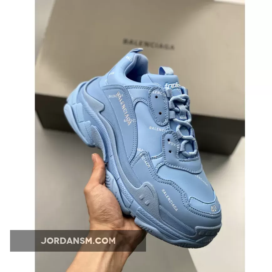 Balenciaga Allover Logo Triple S Blue White / balenciaga triple s allover logo