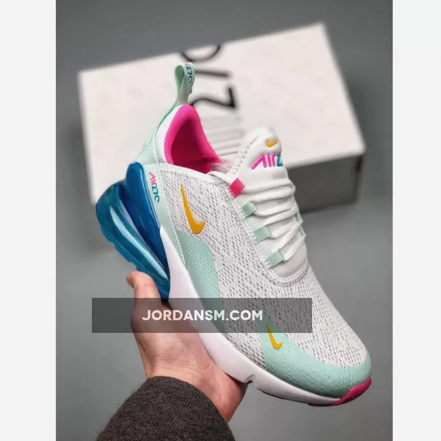 Nike WMNS Air Max 270 White/Laser Fuchsia-Teal Tint-Blue Fury #pastel air max 270