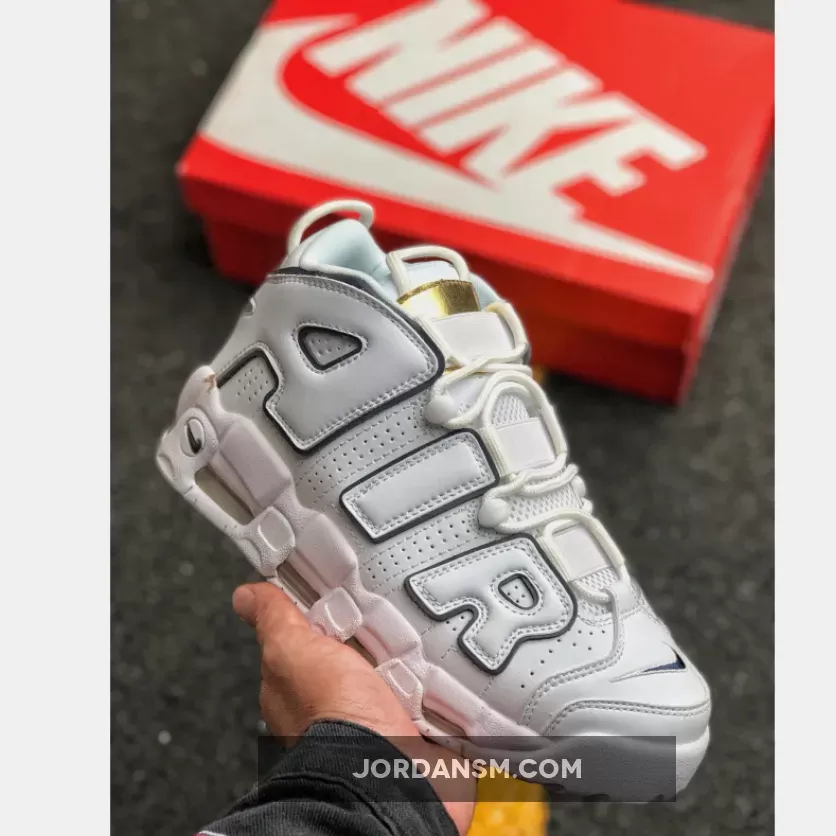 Nike Air More Uptempo White/Midnight Navy-Metallic Gold