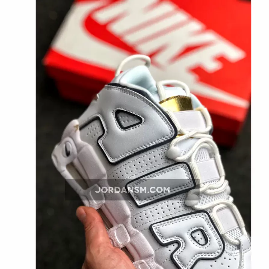 Nike Air More Uptempo White/Midnight Navy-Metallic Gold
