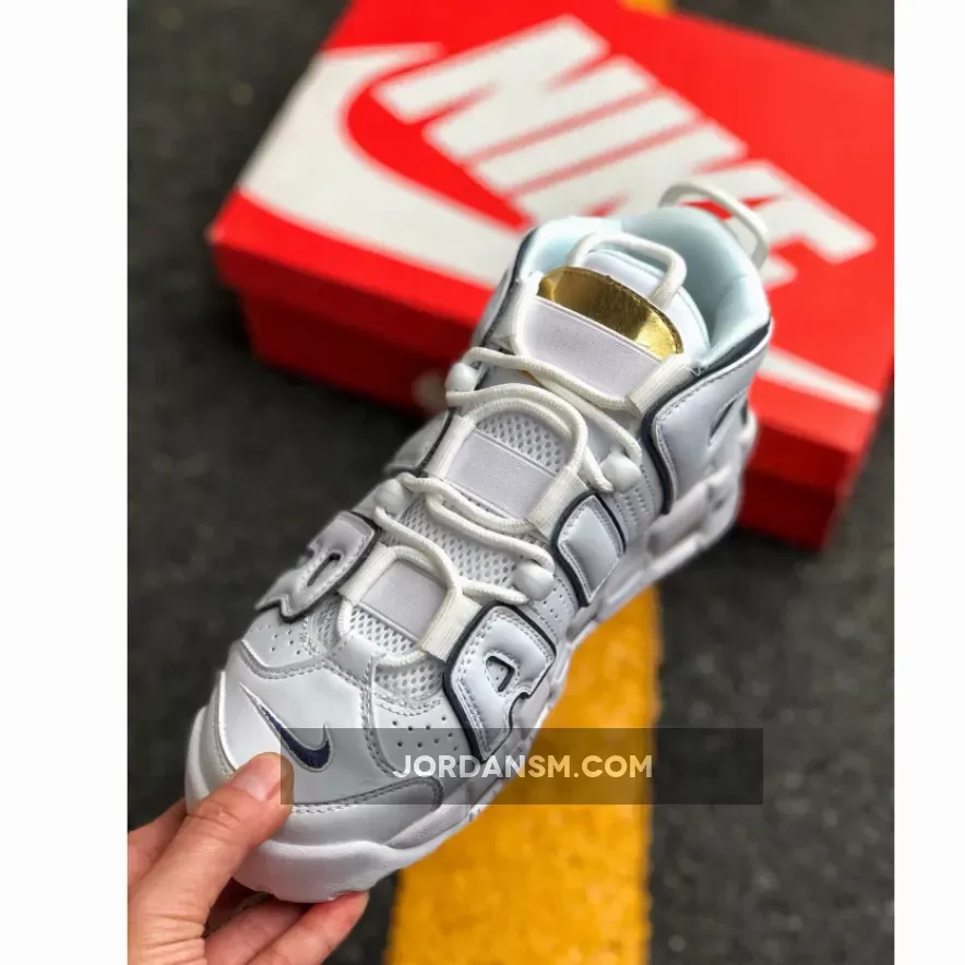 Nike Air More Uptempo White/Midnight Navy-Metallic Gold