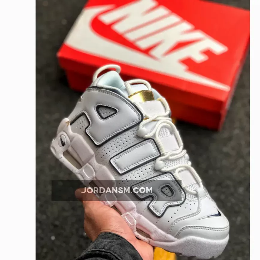 Nike Air More Uptempo White/Midnight Navy-Metallic Gold