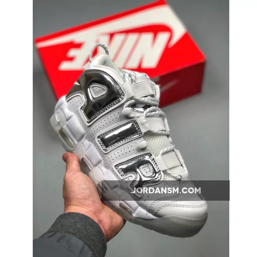Air More Uptempo White/Chrome-Blue Tint