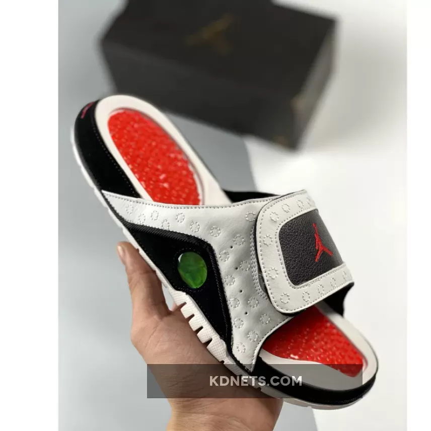 jordan hydro 13 slide white red black